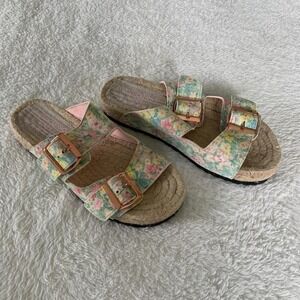 Women's EU 36 LoveShackFancy Manebi Nordic Slide Buckle Sandals Rainbow Floral